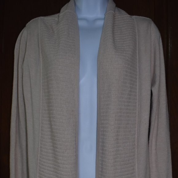 Lola Cardigan Small Medium Long Sleeve High Low Tan Open Front Sweater - Picture 6 of 14